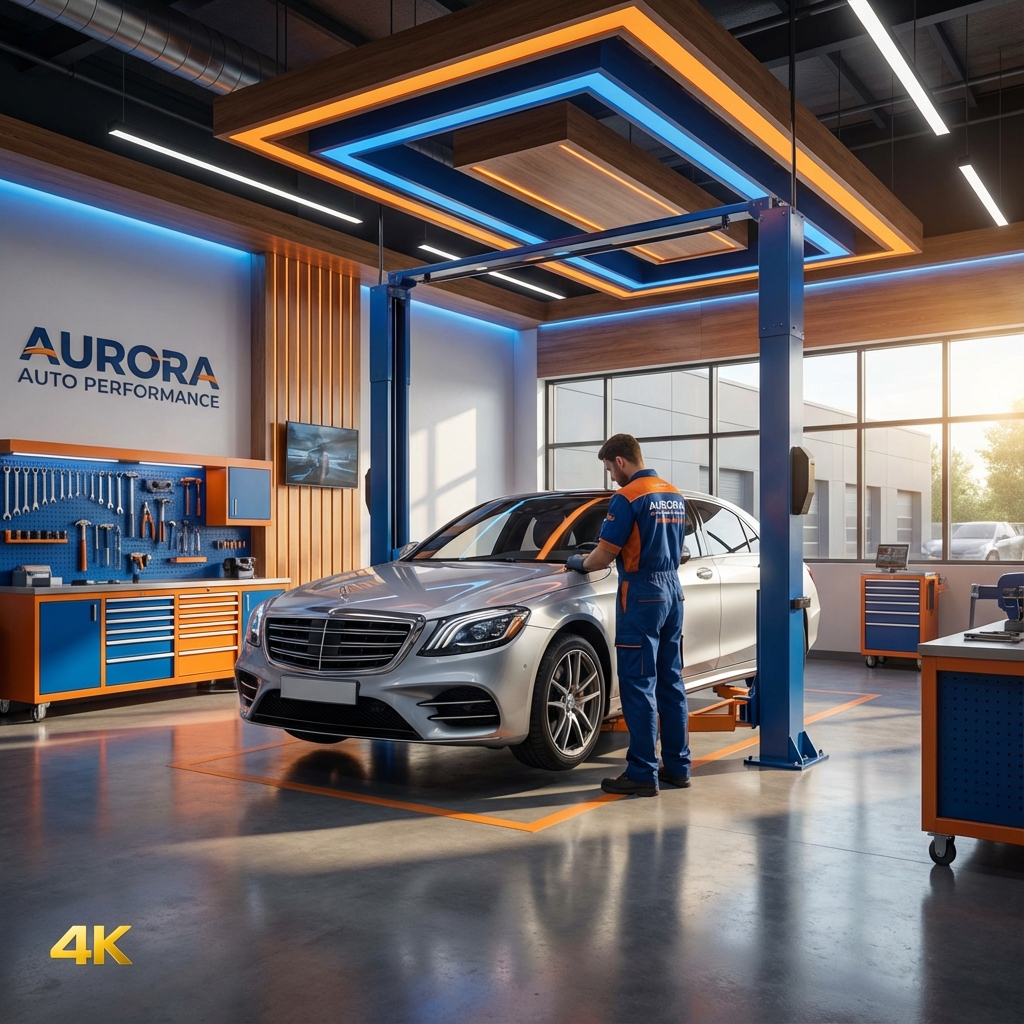 Clean and modern auto repair shop interior